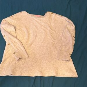 Gray Long Sleeve Top with Button Accents